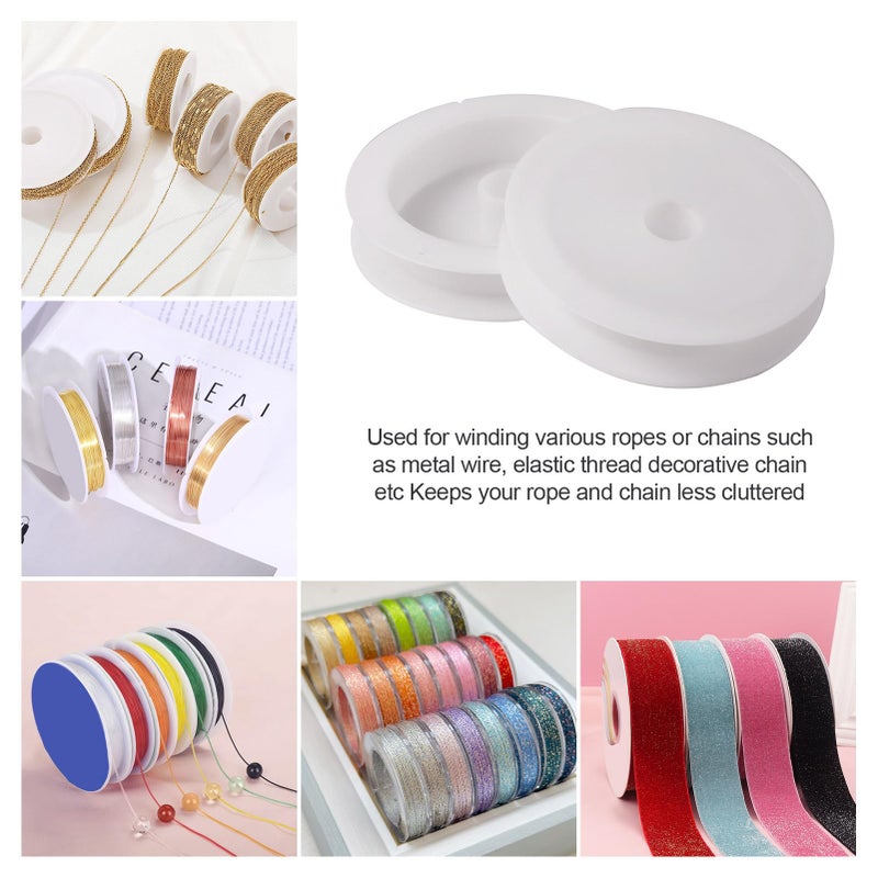 Craftdady 50Pcs Empty Plastic Wire Spools 2.64" in Diameter Thread Bobbins for Beading Wire Thread String - Image 4